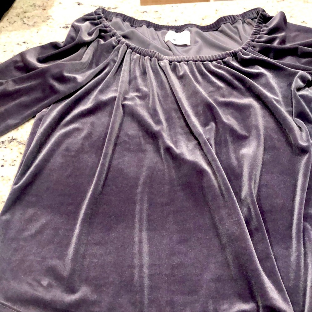 Southcott grey velvet off shoulder top